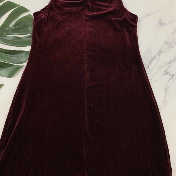 BCBG Vintage Velvet Mini Dress Size M Burgundy Red Slip Shift Stretch 90s y2k - Picture 10 of 11